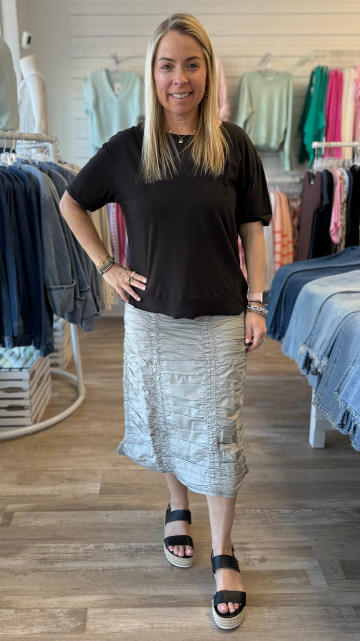 Frost Double Shirred Panel Skirt