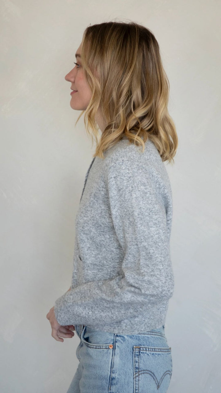 Heather Gray Cardigan With Pockets