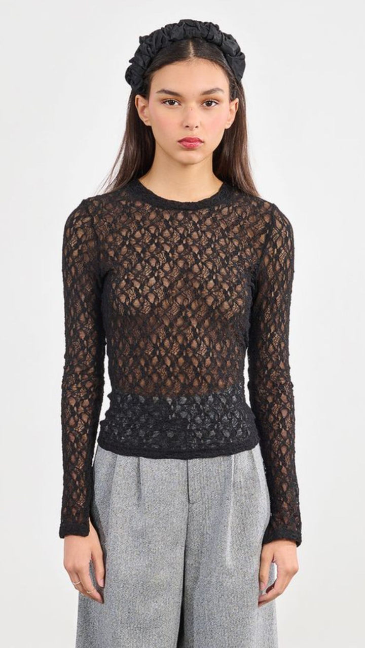 Black Lace Undersweater Long Sleeve Top