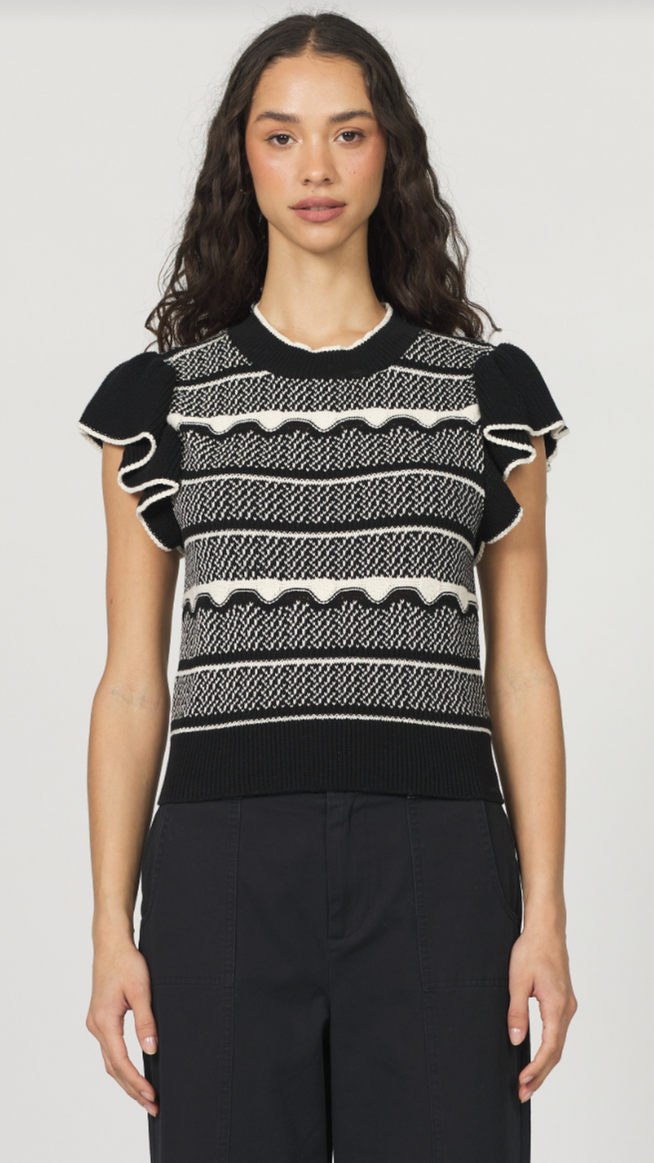 Flutter Sleeve Stripe Sweater