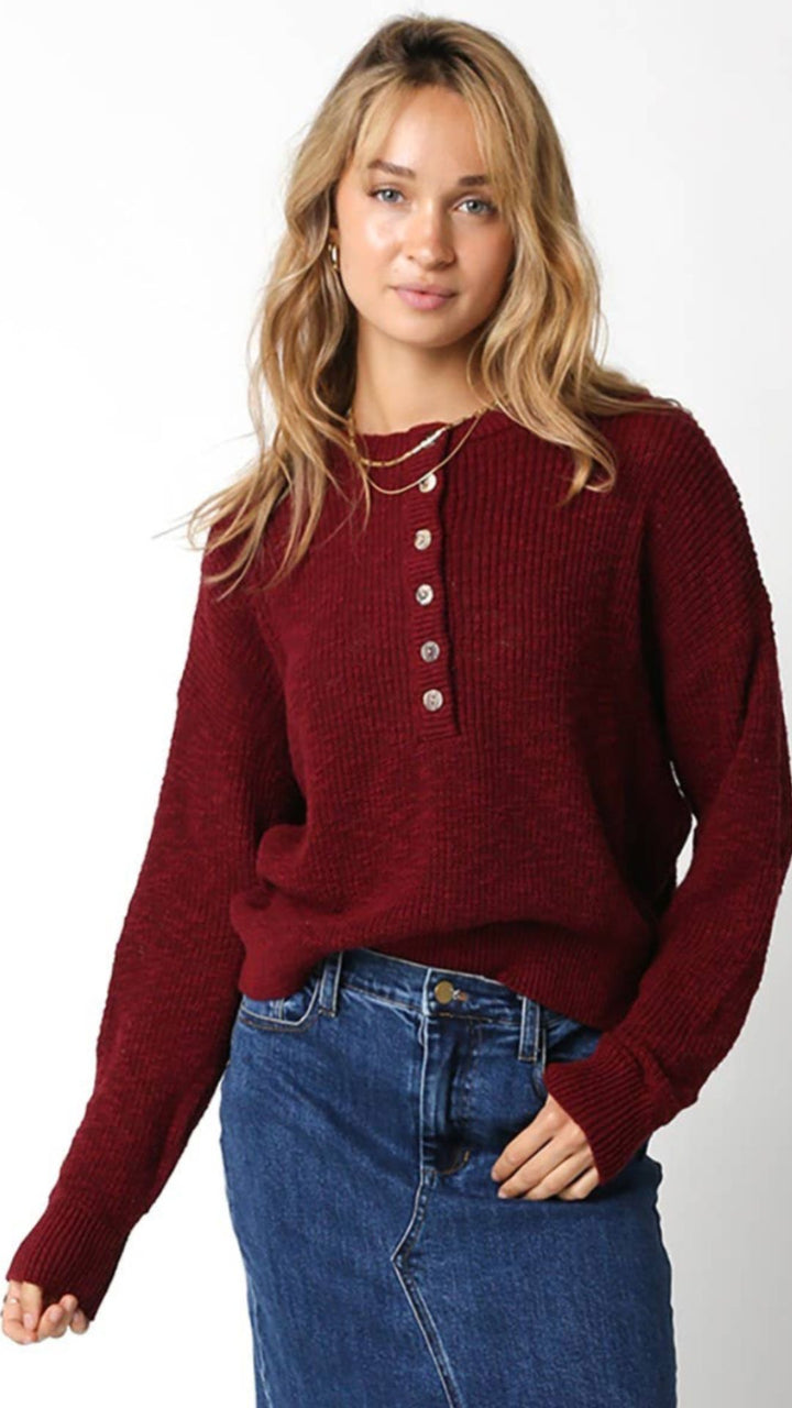 Burgundy Buttoned Sweater
