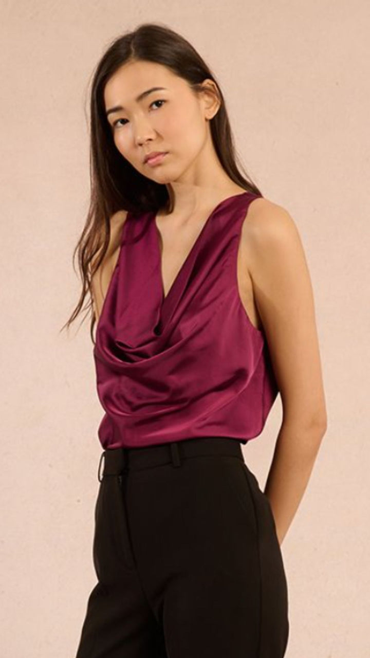 Dark Purple Cowl Neck Tank