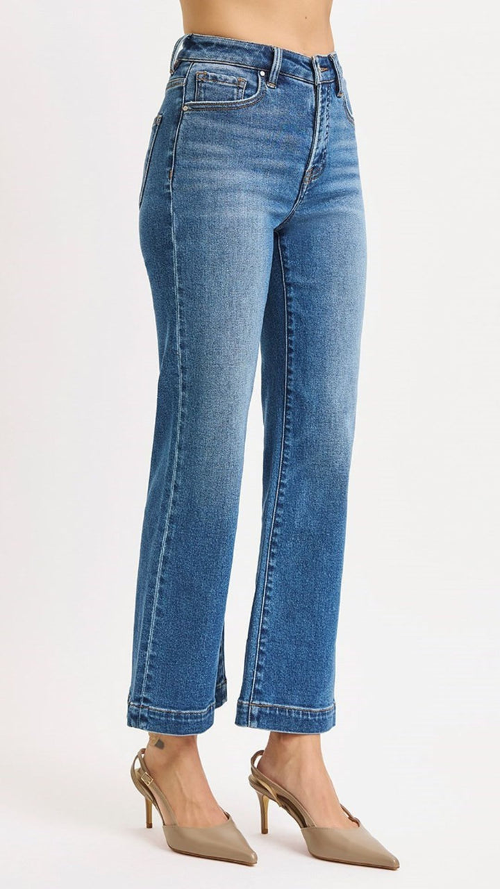 High Rise Tummy Control Medium Wash Straight Jeans