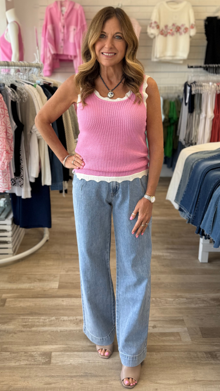 High Rise Light Wash Drapey Relaxed Trouser Jeans