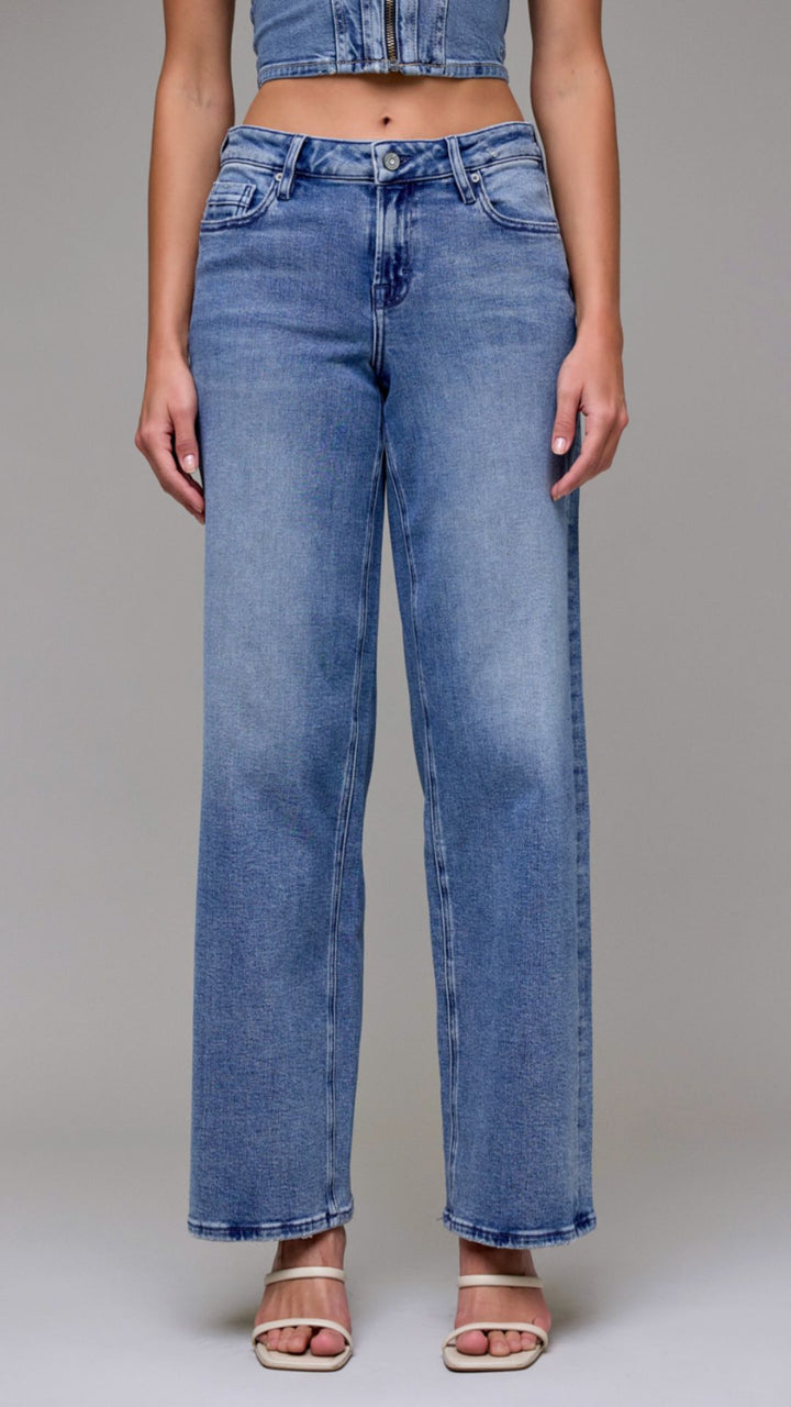 Mid Rise Medium Wash Full Length Dad Jeans