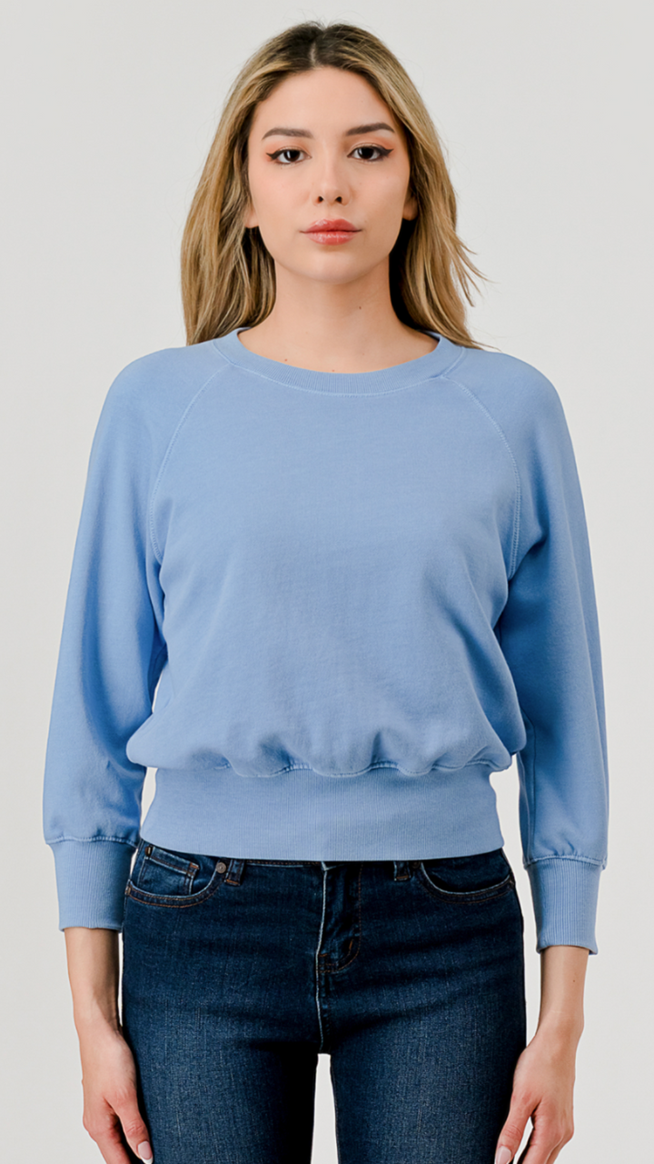 Cornflower Blue Quarter Sleeve Sweatshirt