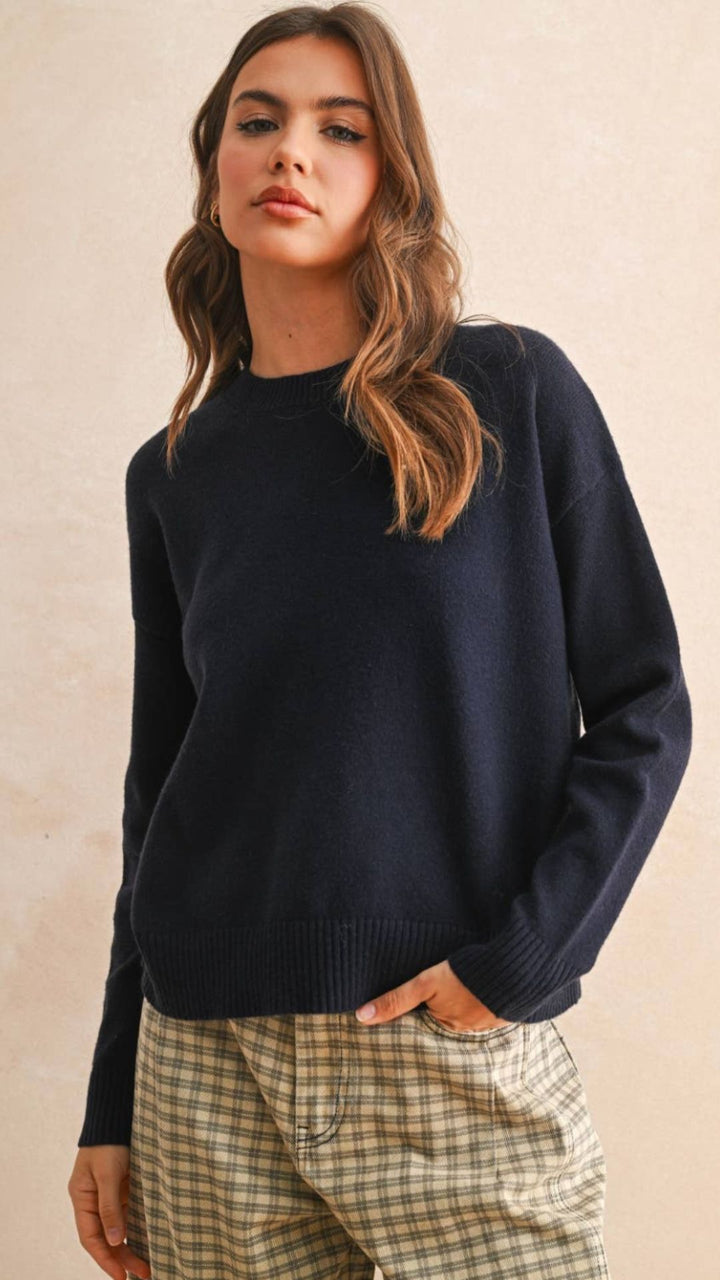 Navy Soft Sweater Top