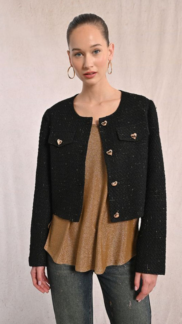 Tweed Heart Detail Jacket