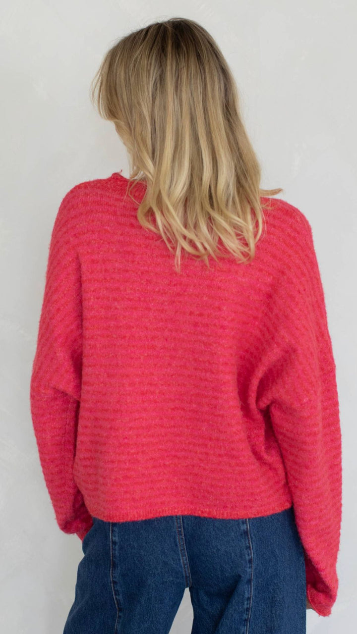 Cherry Red Mini Striped Piper Sweater Cardigan