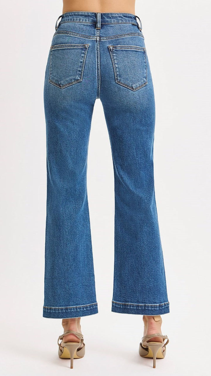 High Rise Tummy Control Medium Wash Straight Jeans