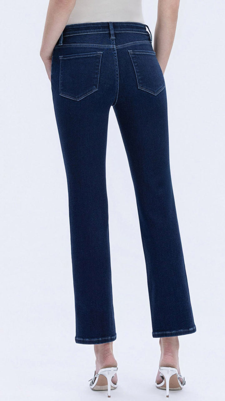 Mid Rise Dark Wash Ankle Slim Straight Jeans