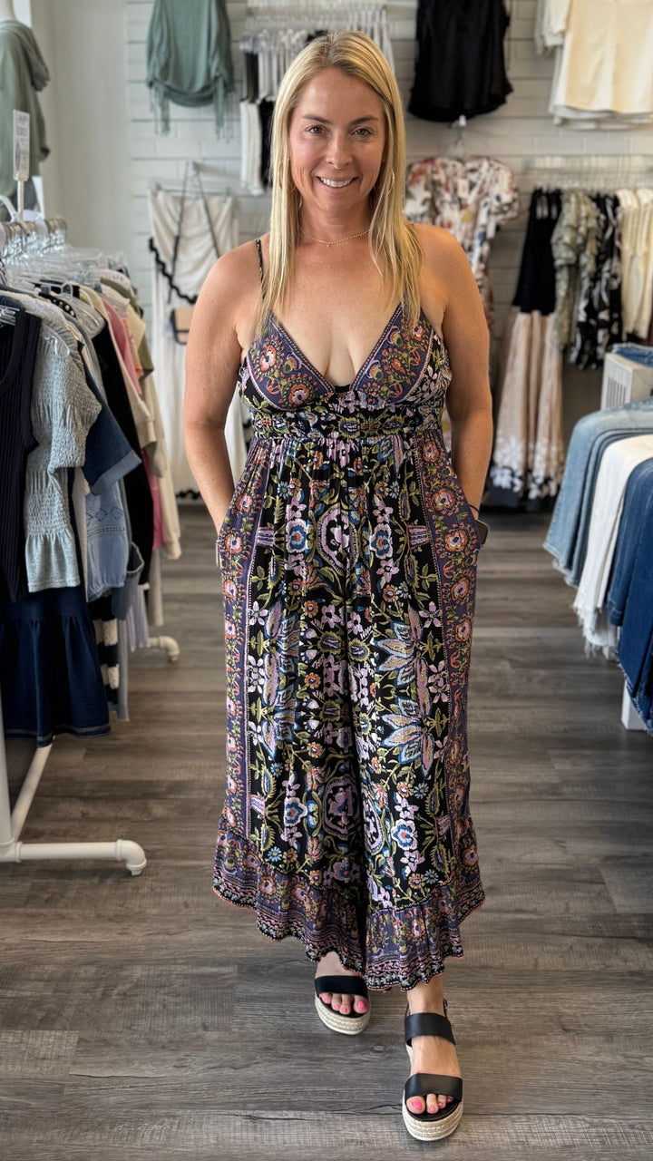 V Neck Angled Hem Jumpsuit