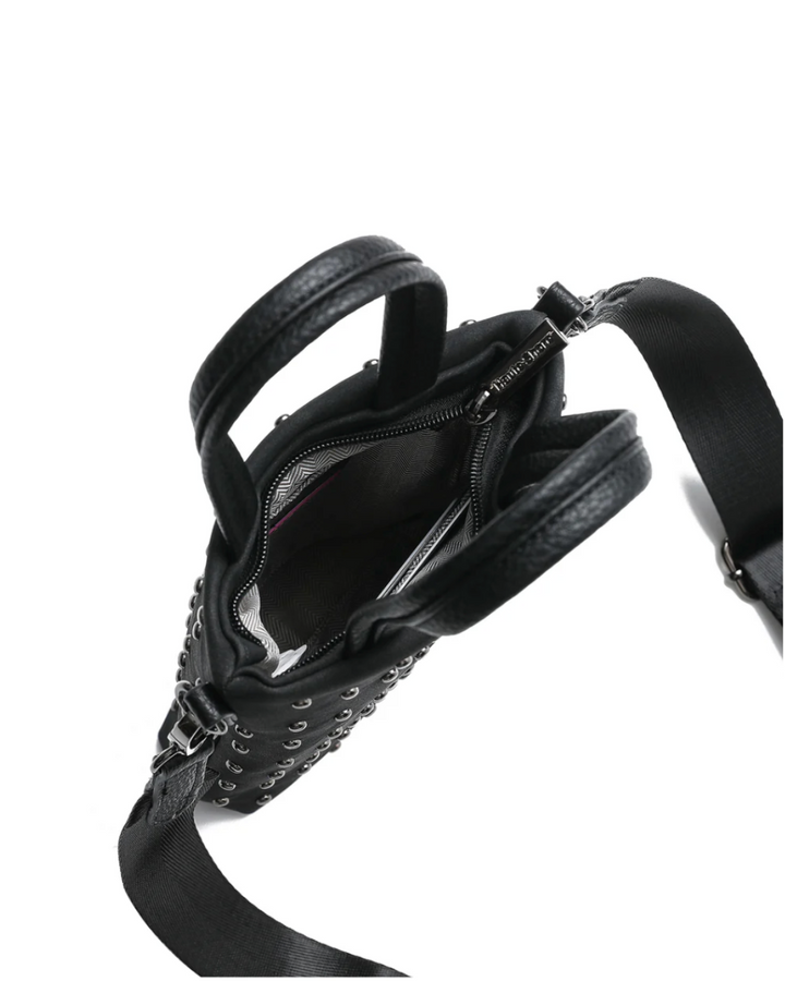 Mila Black Studded Suede Phone Crossbody Bag