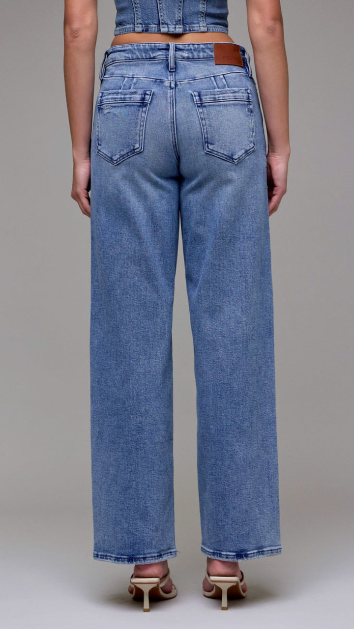 Mid Rise Medium Wash Full Length Dad Jeans
