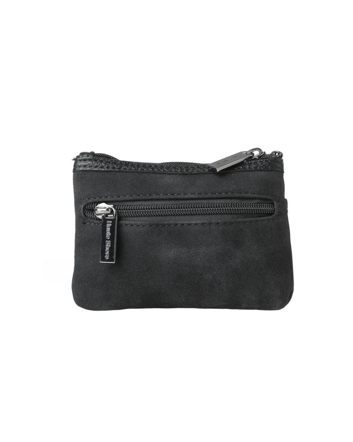 Max Black Suede Studded Card Case