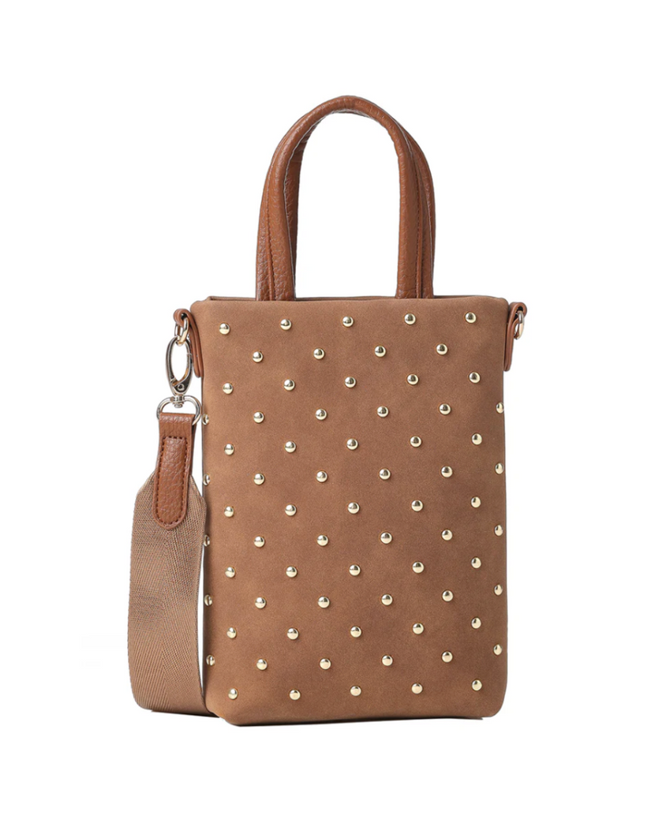 Mila Saddle Studded Suede Phone Crossbody Bag