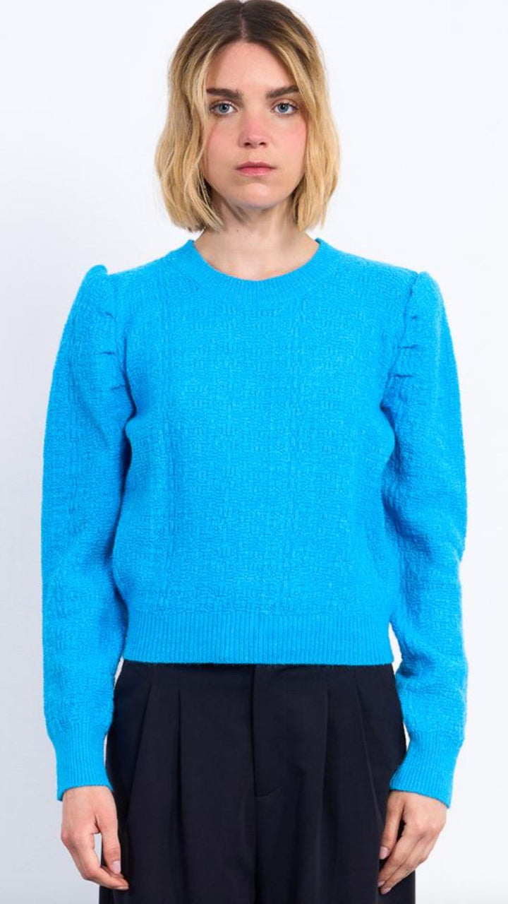 Blue Puff Sleeve Sweater
