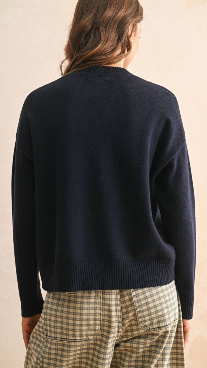 Navy Soft Sweater Top