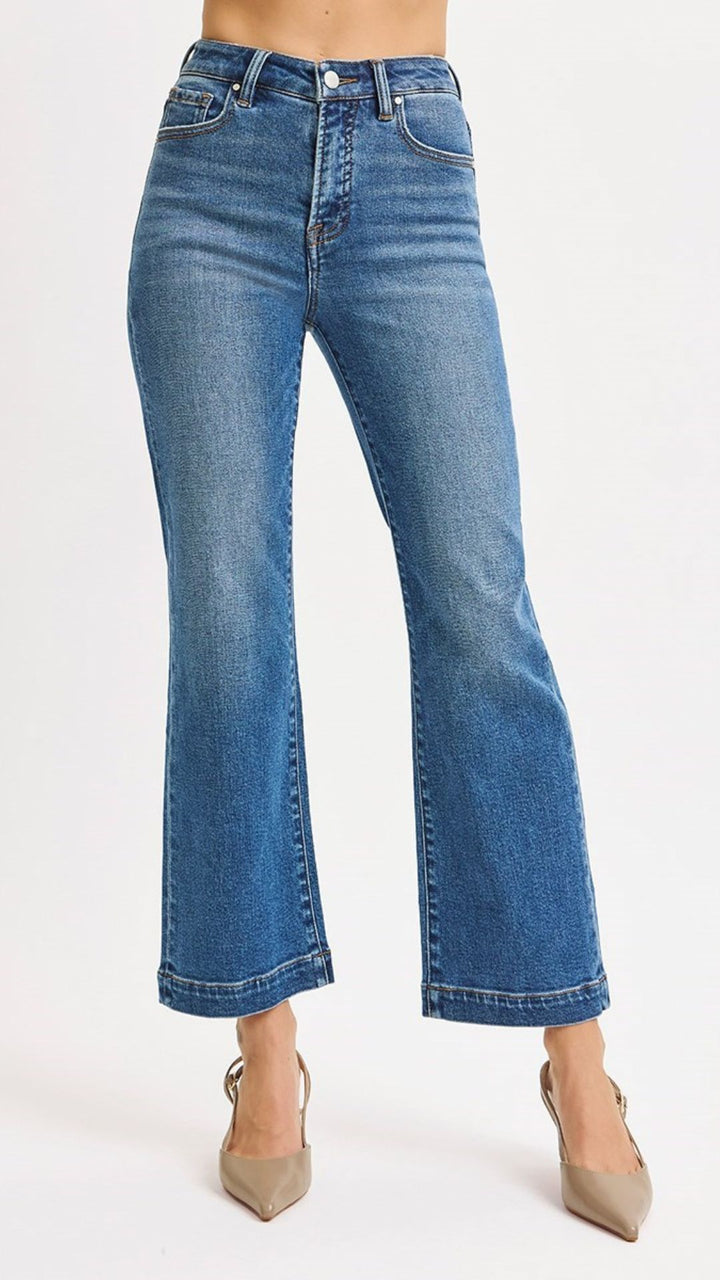 High Rise Tummy Control Medium Wash Straight Jeans