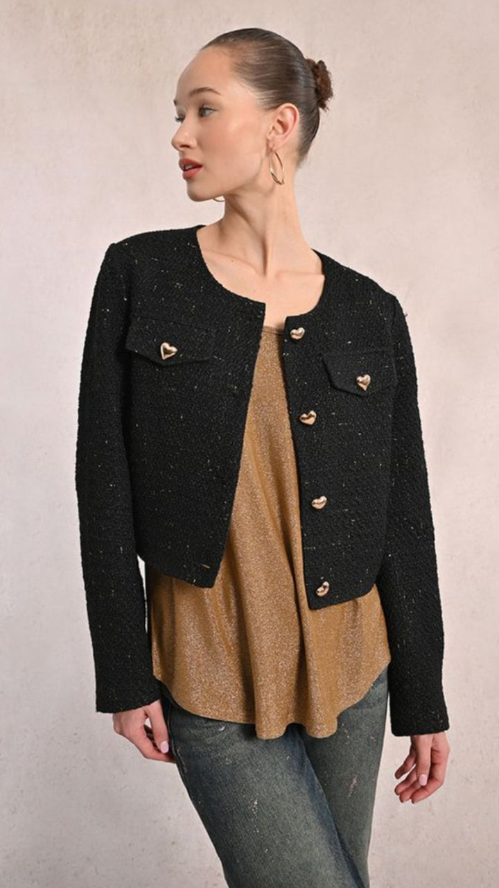 Tweed Heart Detail Jacket