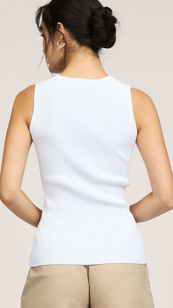 White Lace Trim Knit Tank
