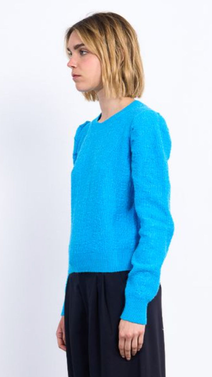Blue Puff Sleeve Sweater