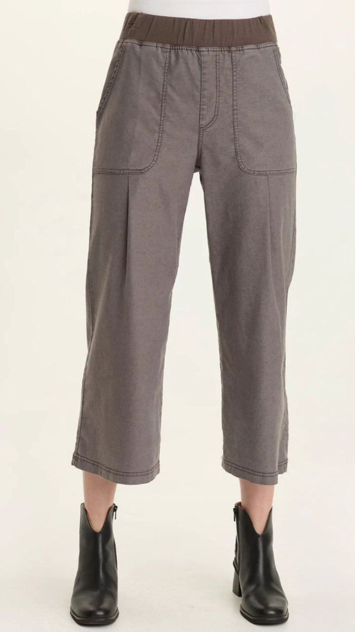 Charcoal Eileen Twill Wide Leg Crop Pants