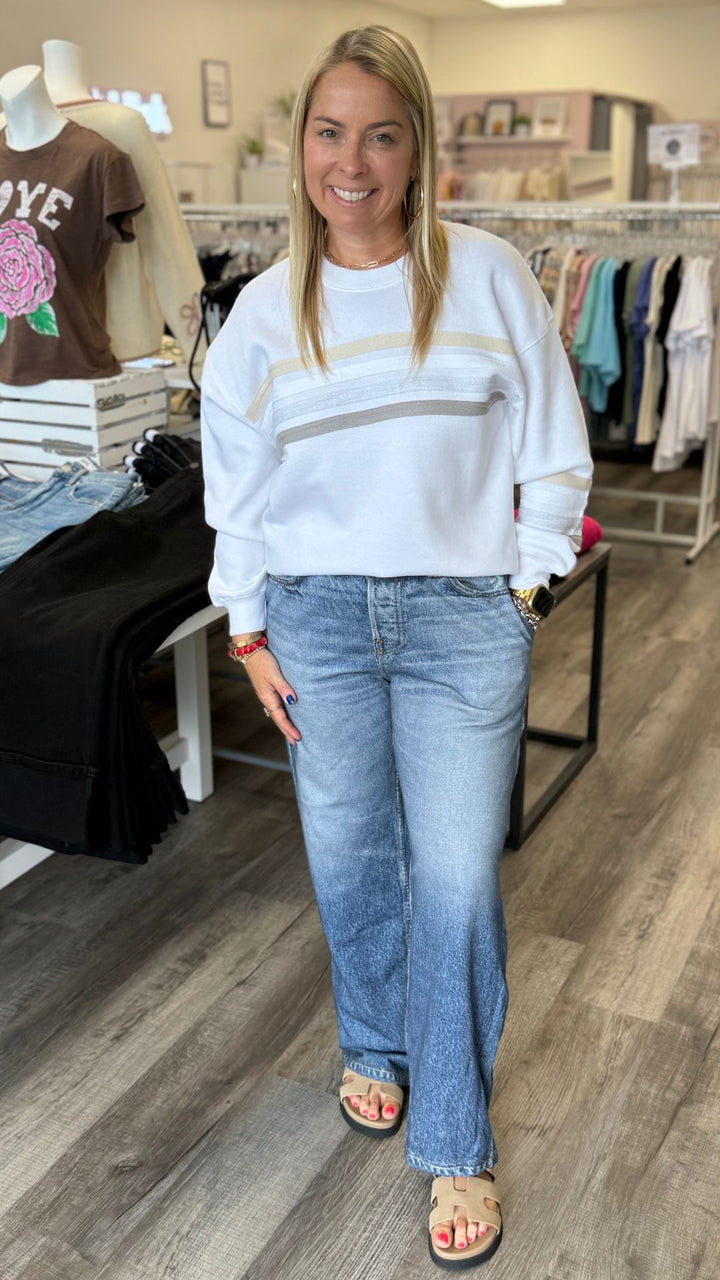 Denim Fleece Wide Leg Pant