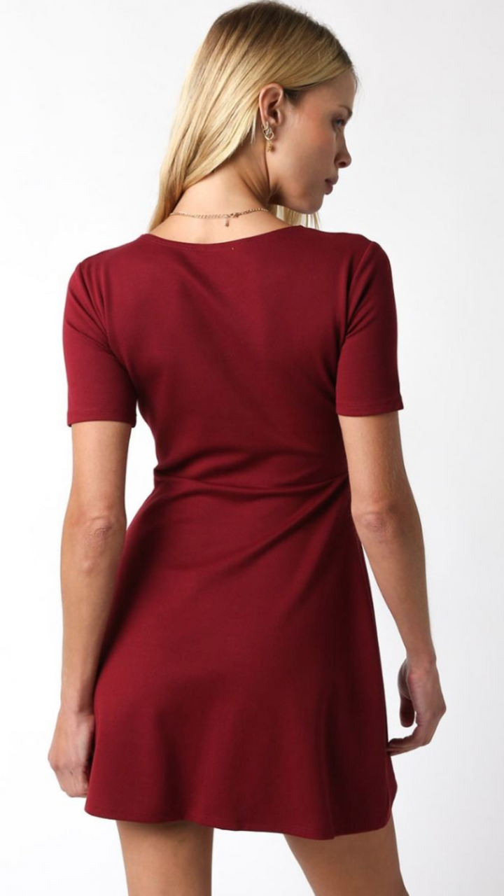 Burgundy Short Sleeve Dress