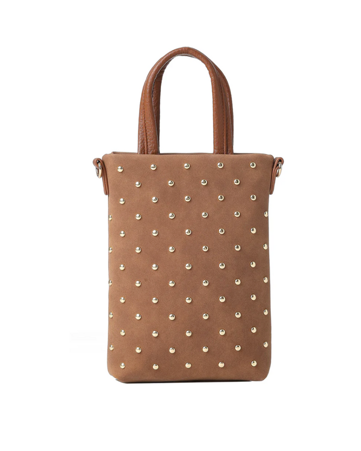 Mila Saddle Studded Suede Phone Crossbody Bag