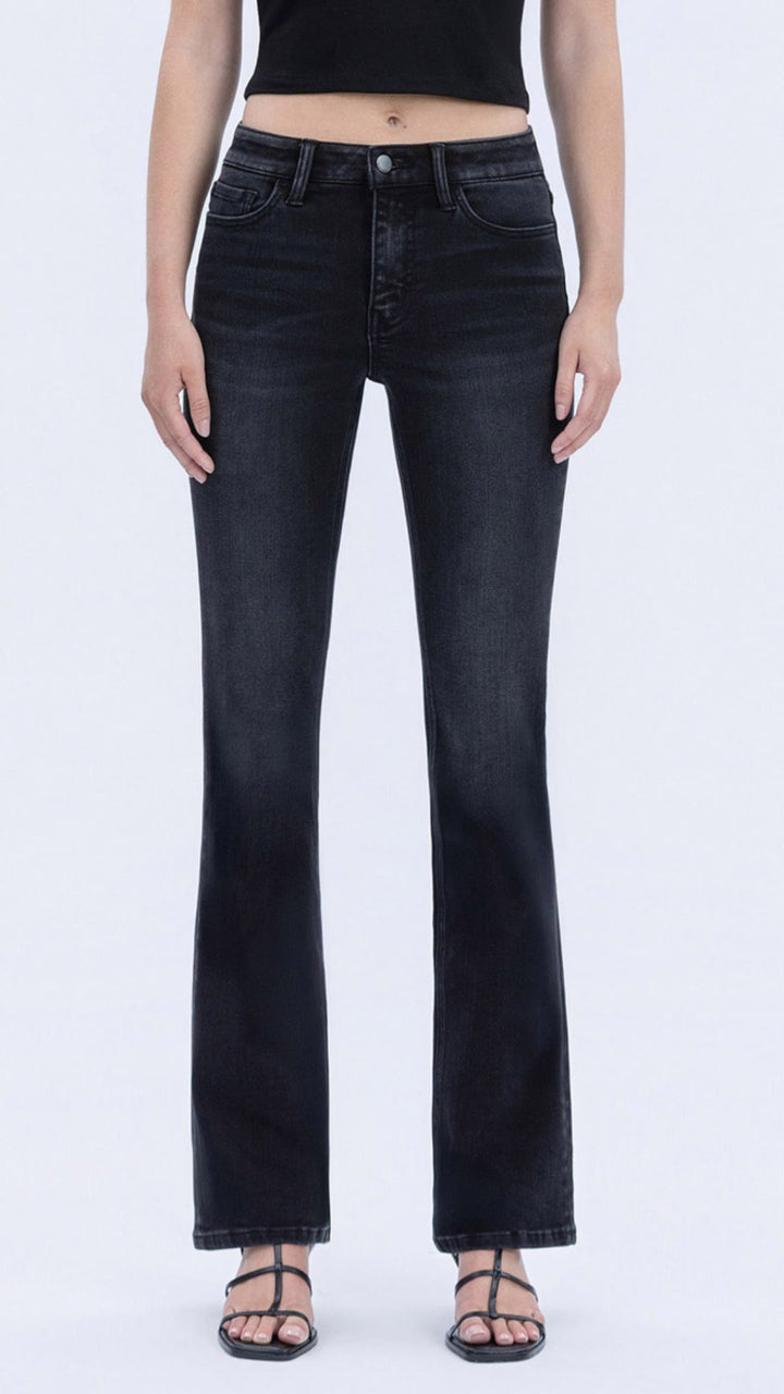 High Rise Black Full Length Slim Bootcut Jeans
