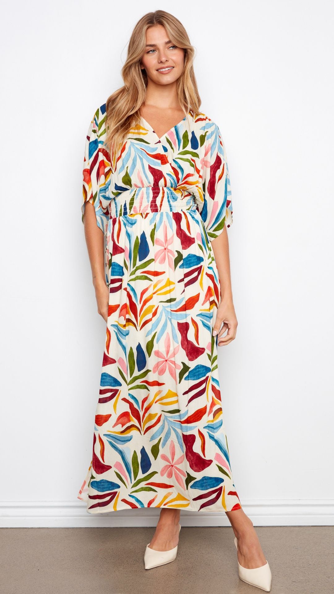 dolman maxi dress Solstice Dolman Short Sleeve Maxi Fake Wrap Dress