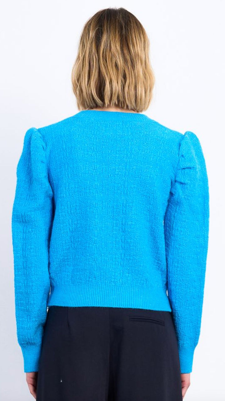 Blue Puff Sleeve Sweater
