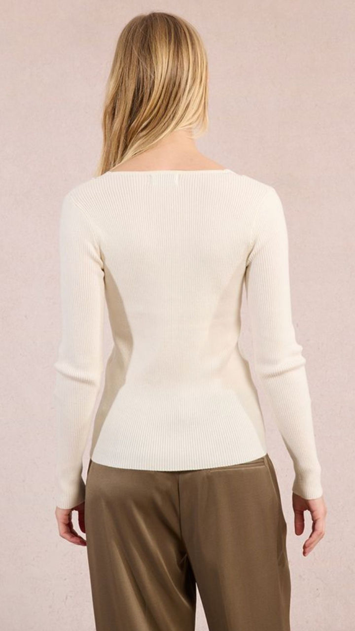 Off White Lace Trim Detail Sweater