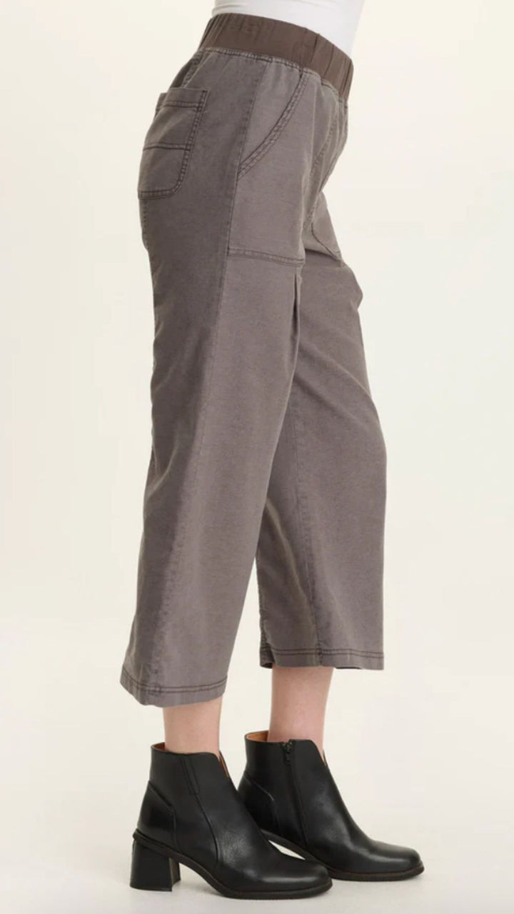 Charcoal Eileen Twill Wide Leg Crop Pants