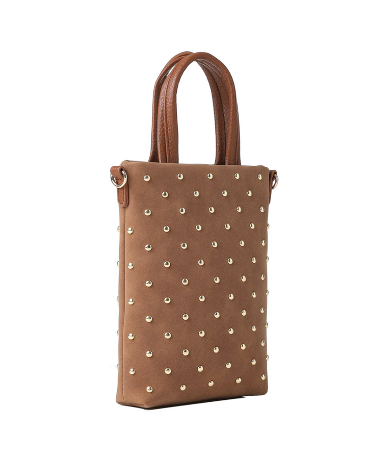 Mila Saddle Studded Suede Phone Crossbody Bag