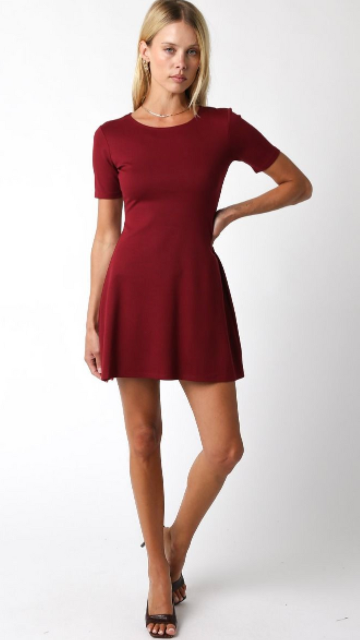 Burgundy Short Sleeve Dress