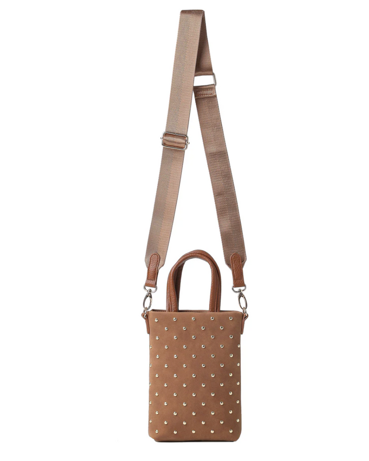 Mila Saddle Studded Suede Phone Crossbody Bag