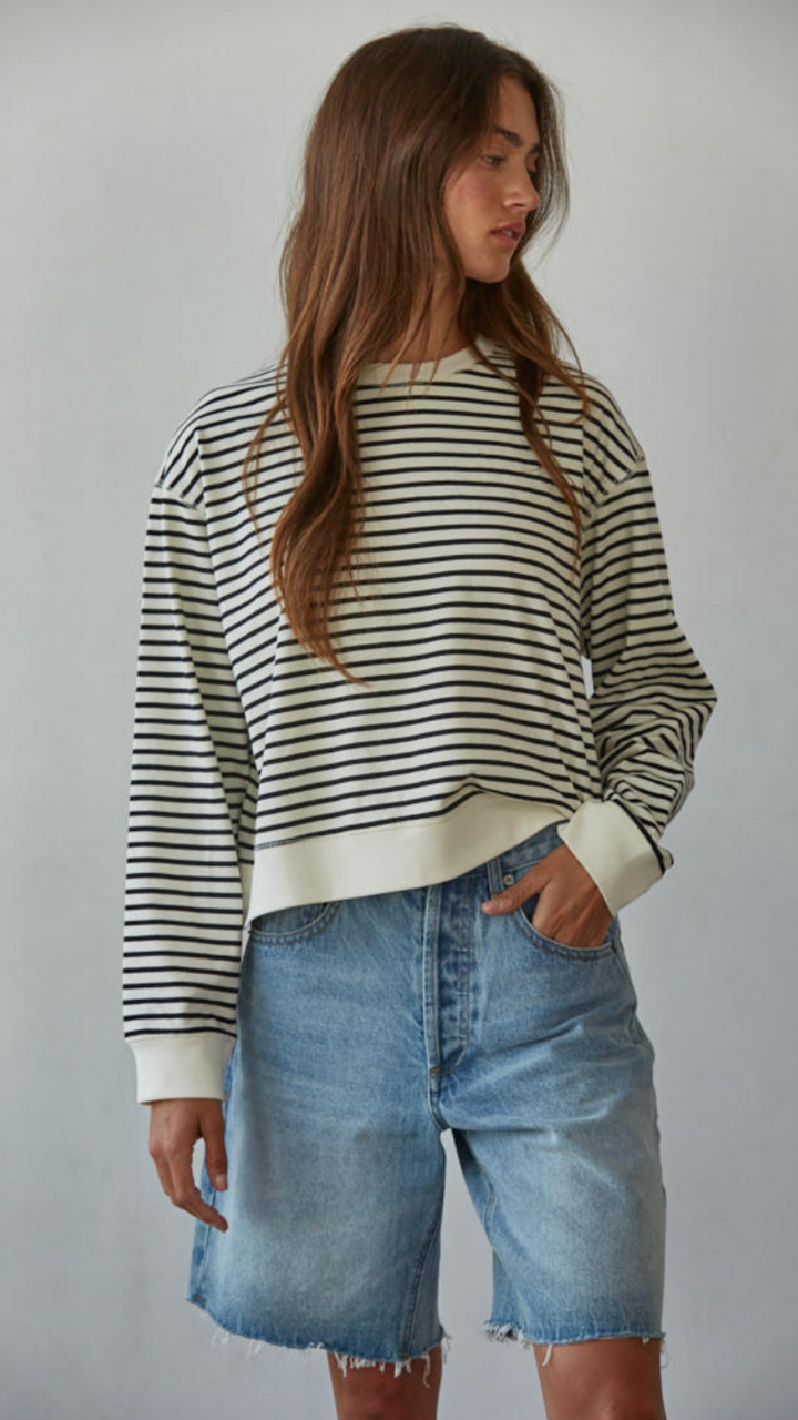Striped Crew Neck Long Sleeve Top