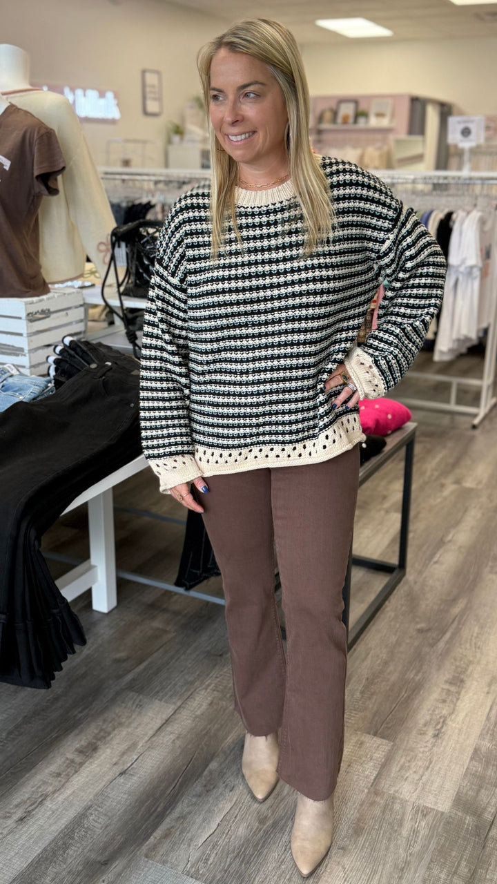 Samantha Contrast Knit Striped Sweater