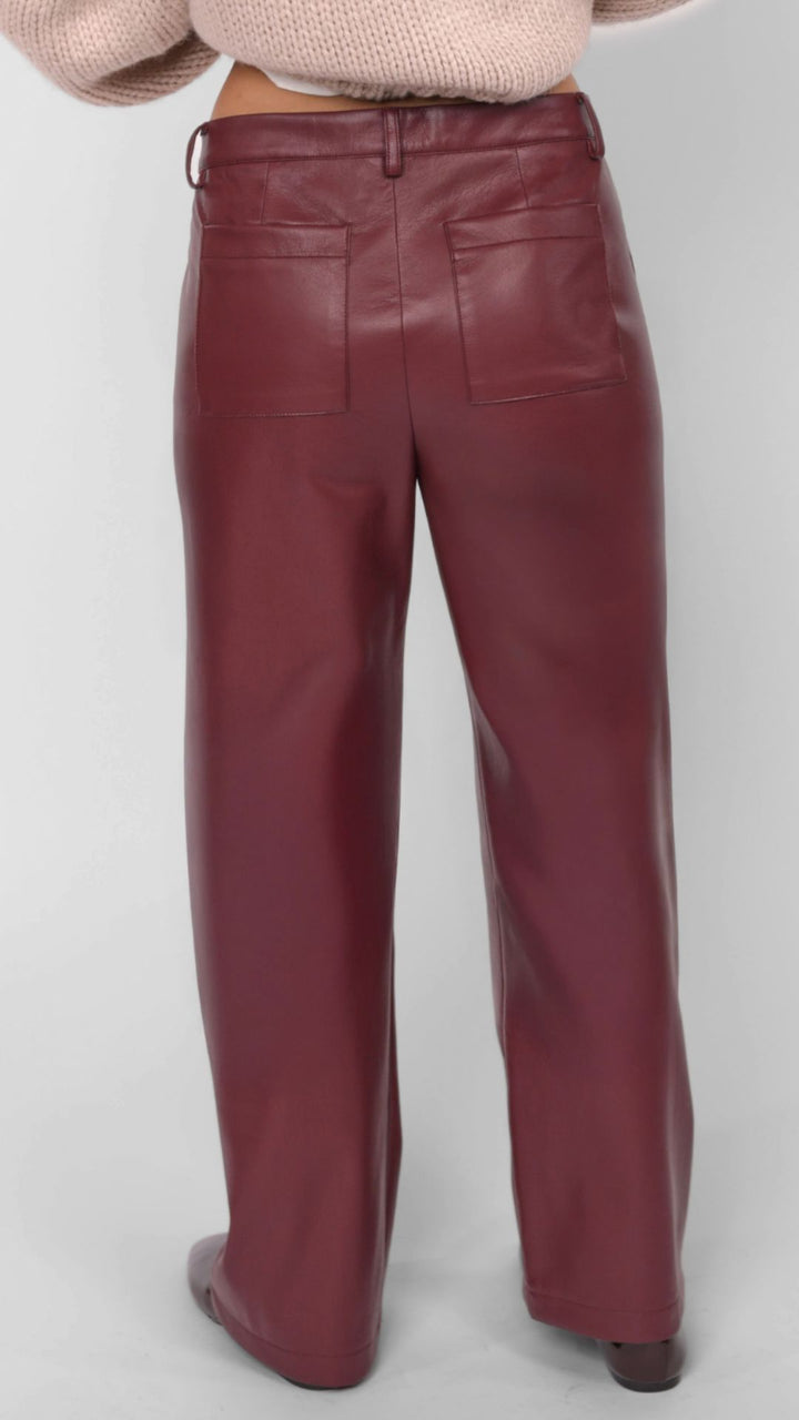 Burgundy Night Vision Faux Leather Pants