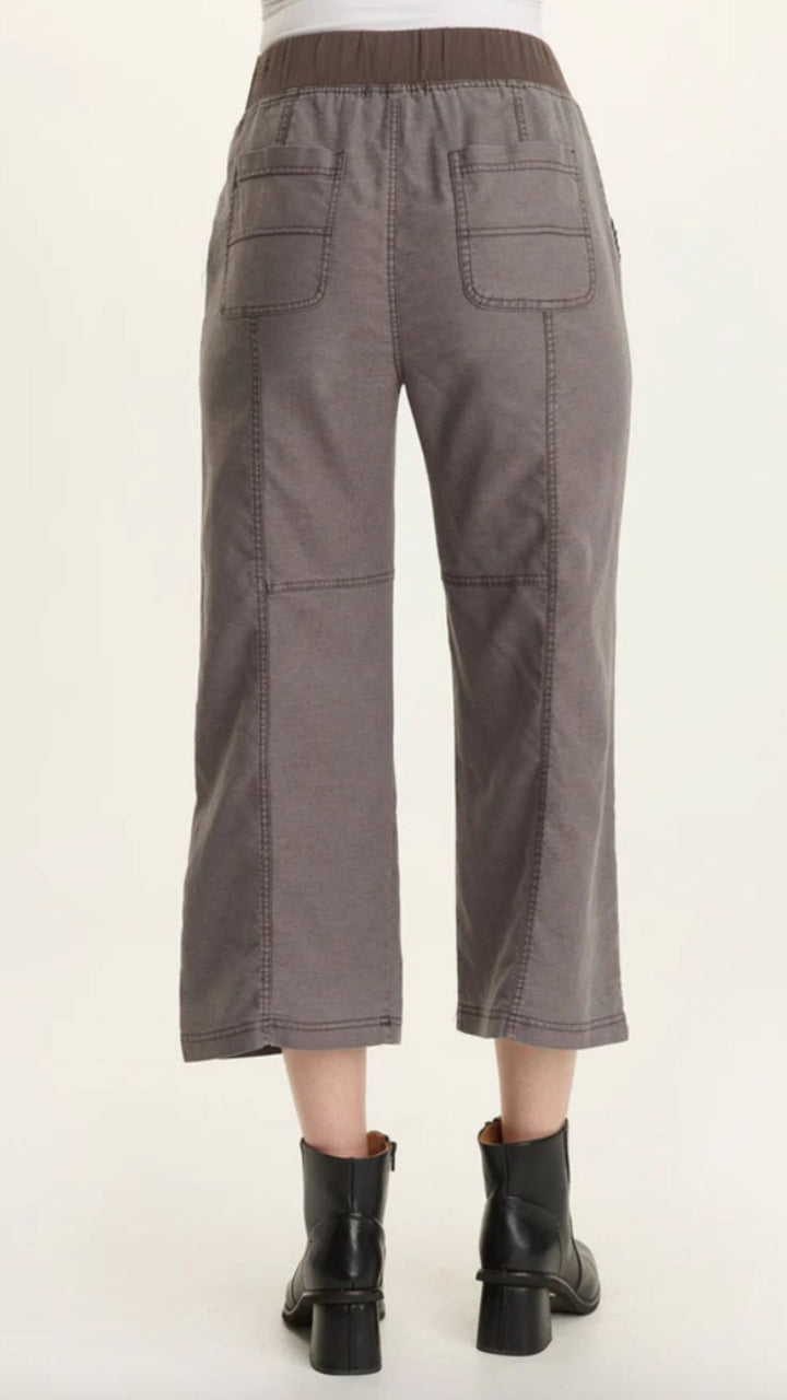 Charcoal Eileen Twill Wide Leg Crop Pants