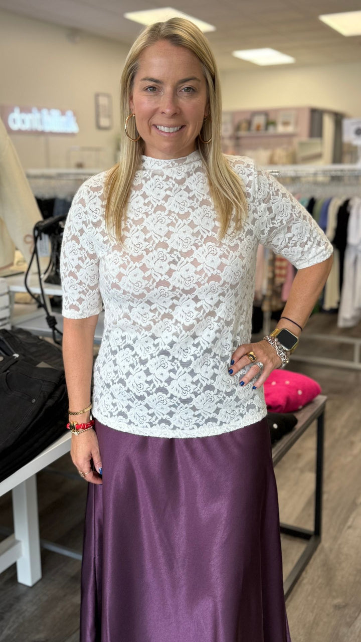 Off White Lace Undersweater Top