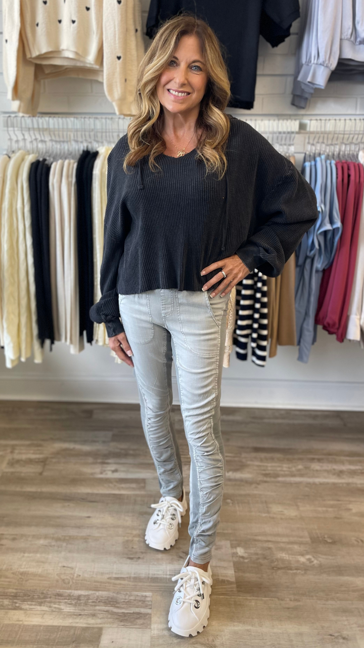 Cotton Grey Twill Penny Legging