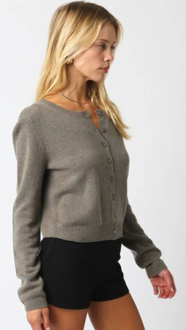 Gray Knit Buttoned Cardigan