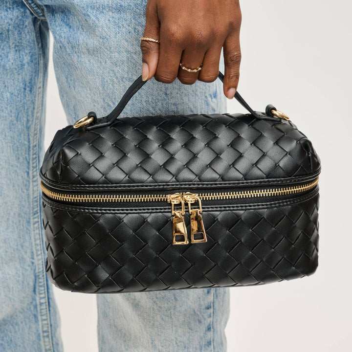 Black Richie Woven Top Handle Crossbody