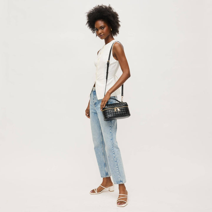 Black Richie Woven Top Handle Crossbody