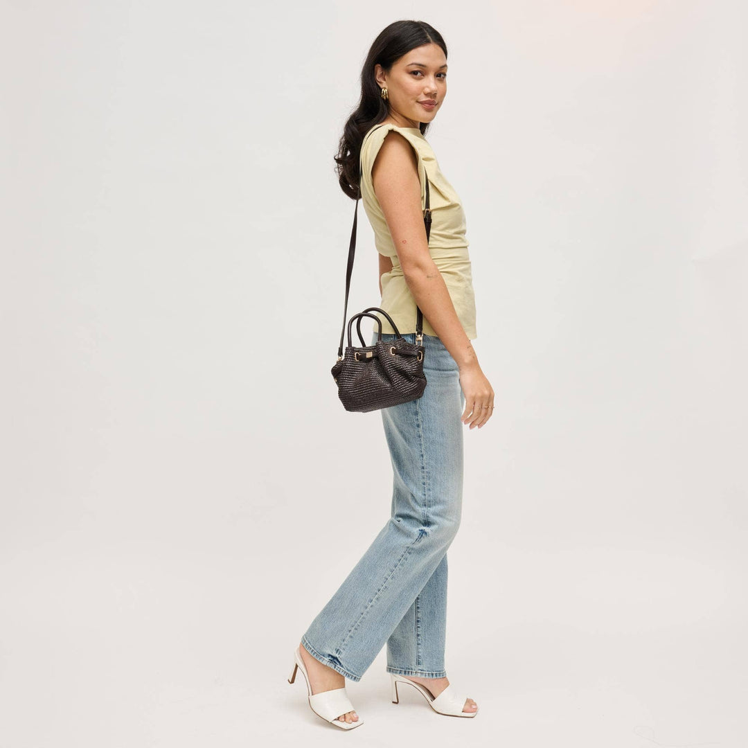 Chocolate Selena Straw Crossbody Bag