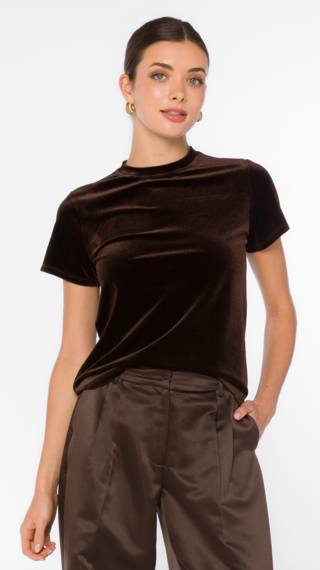Brown Velvet Tee