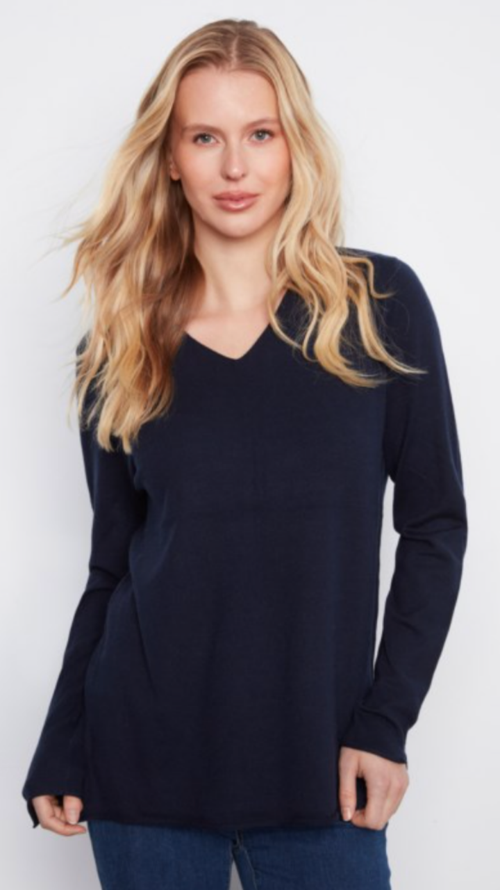 Soft Navy V Neck Sweater